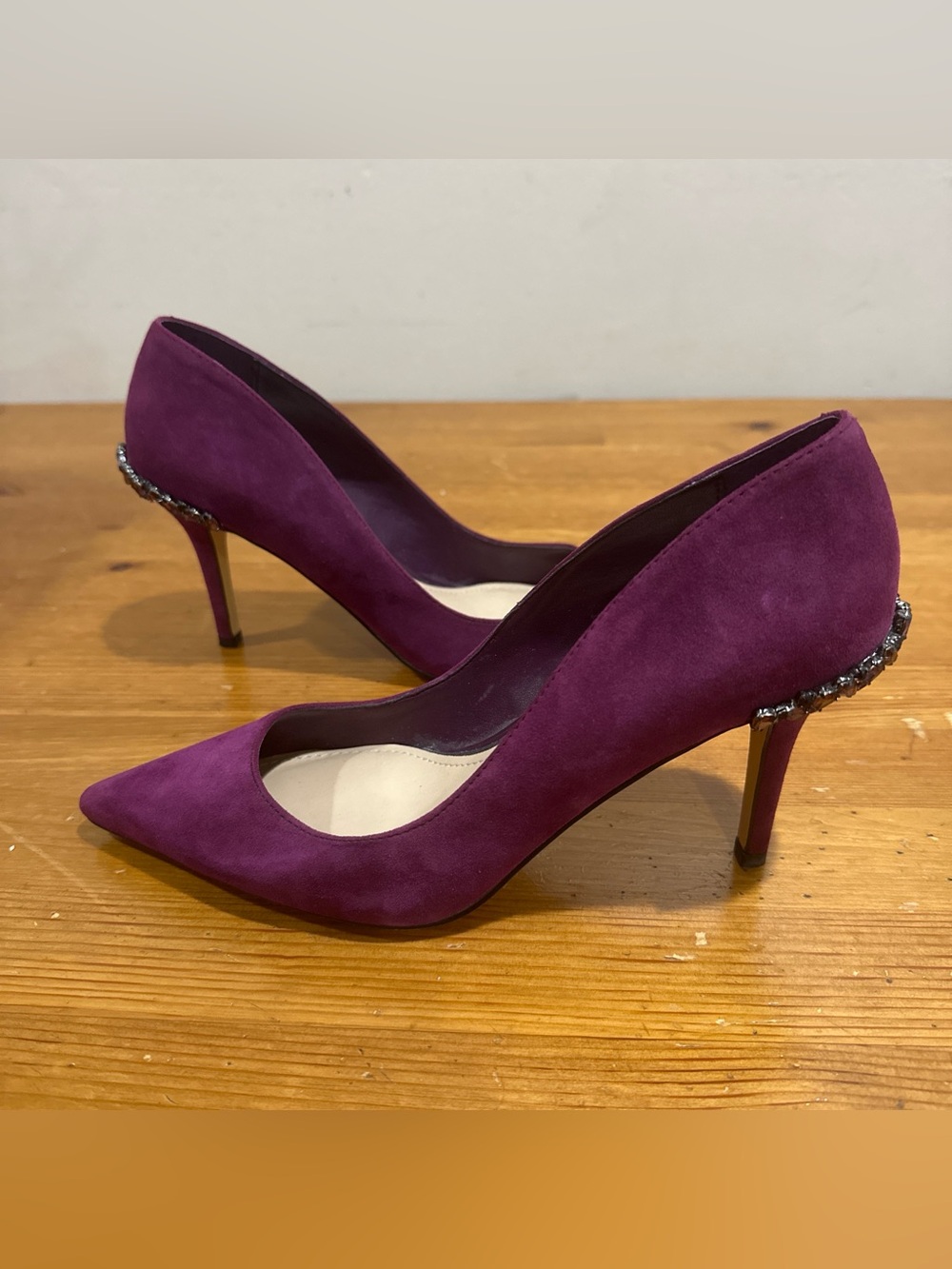 White House Black Market Plum Suede Pointed-Toe Stiletto Pumps